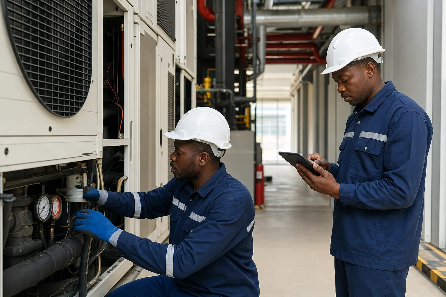 Facility technicians conducting preventive maintenance